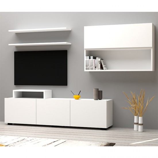Σύνθετο σαλονιού Lazur χρώμα λευκό 150x31.5x35εκ