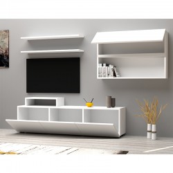 Σύνθετο σαλονιού Lazur χρώμα λευκό 150x31.5x35εκ