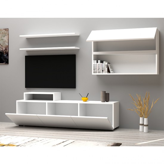 Σύνθετο σαλονιού Lazur χρώμα λευκό 150x31.5x35εκ