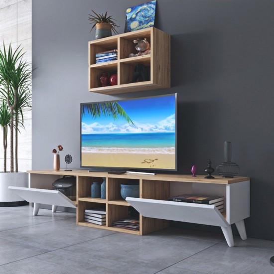 Σύνθετο σαλονιού Coco oak-λευκό 160x25x34εκ