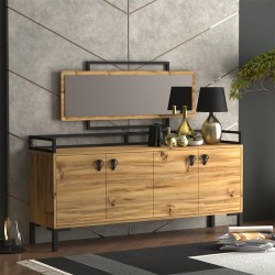 Μπουφές-καθρέπτης Tally καρυδί-μαύρο 160x40x78εκ