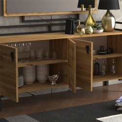 Μπουφές-καθρέπτης Tally καρυδί-μαύρο 160x40x78εκ