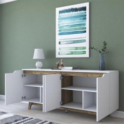 Μπουφές Rafaelo λευκό-καρυδί 180x45x78.5εκ