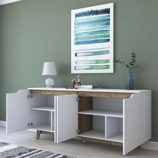 Μπουφές Rafaelo λευκό-καρυδί 180x45x78.5εκ