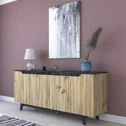 Μπουφές Rafaelo καρυδί-μαύρο μαρμάρου 180x45x78.5εκ