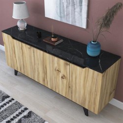 Μπουφές Rafaelo καρυδί-μαύρο μαρμάρου 180x45x78.5εκ