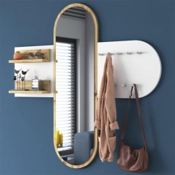 Κρεμάστρα-καθρέπτης Baunty λευκό-καρυδί 125x2x122εκ