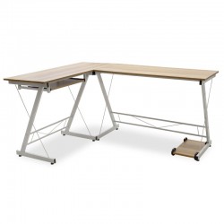 Γραφείο γωνιακό Levi MDF χρώμα oak - λευκό 158x120x73εκ