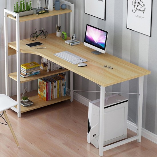 Γραφείο Kadyn αριστερή ραφιέρα oak-λευκό 120x48x73,5/111εκ