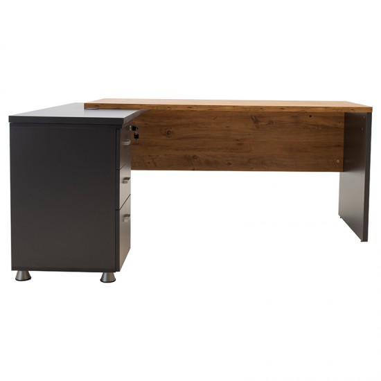 Γραφείο Jurian αναστρέψιμο καρυδί-ανθρακί 180x140x78εκ
