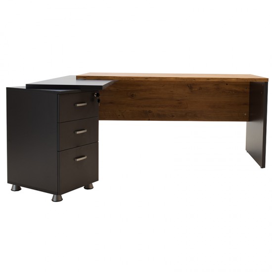 Γραφείο Jurian αναστρέψιμο καρυδί-ανθρακί 180x140x78εκ