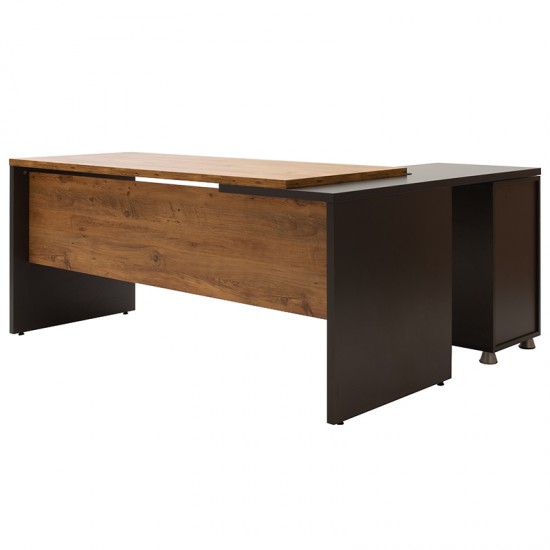 Γραφείο Jurian αναστρέψιμο καρυδί-ανθρακί 180x140x78εκ