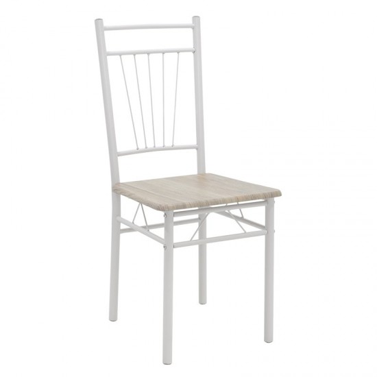 Tραπεζαρία Roza σετ 5τμχ χρώμα sonoma - πόδια λευκό gloss 120x70x75εκ