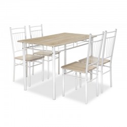 Tραπεζαρία Roza σετ 5τμχ χρώμα sonoma - πόδια λευκό gloss 120x70x75εκ