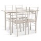 Tραπεζαρία Roza σετ 5τμχ χρώμα light grey- πόδια λευκό gloss120x70x75εκ