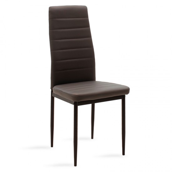 Τραπεζαρία Neve-Parker σετ 5τμχ MDF καρυδί με καφέ pu 120x80x75εκ