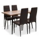 Τραπεζαρία Neve-Parker σετ 5τμχ MDF καρυδί με καφέ pu 120x80x75εκ