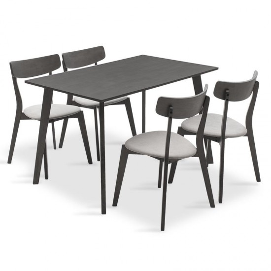Tραπεζαρία Benson - Toto σετ 5τμχ rustic grey -  ύφασμα γκρι 120x75x75εκ
