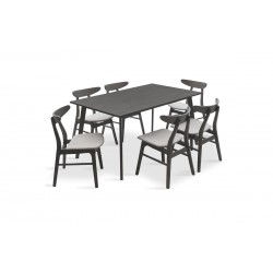 Tραπεζαρία Benson - Orlean σετ 7τμχ rustic grey - ύφασμα γκρι 150x90x75εκ