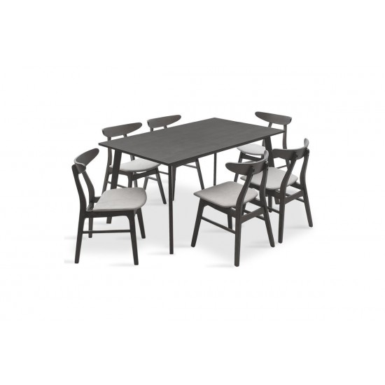 Tραπεζαρία Benson - Orlean σετ 7τμχ rustic grey - ύφασμα γκρι 150x90x75εκ