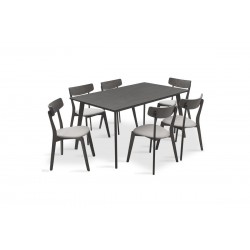 Tραπεζαρία Benson - Toto σετ 7τμχ rustic grey -  ύφασμα γκρι 150x90x75εκ