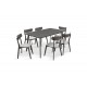Tραπεζαρία Benson - Toto σετ 7τμχ rustic grey -  ύφασμα γκρι 150x90x75εκ