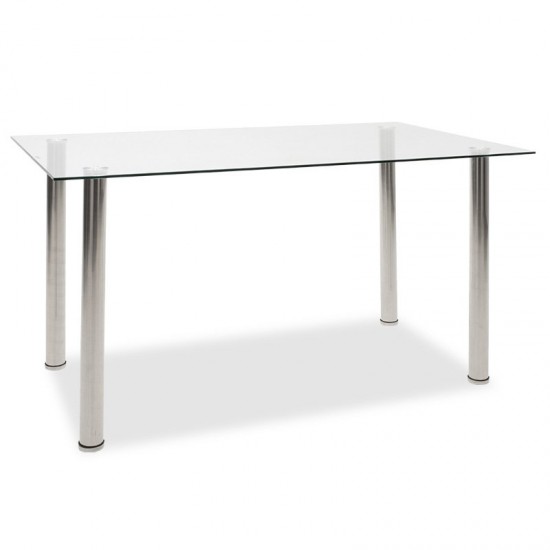 Τραπεζαρία Hazel-Parker σετ 5τμχ γυάλινη με ανθρακί pu 140x80x75εκ