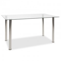 Τραπεζαρία Hazel-Parker σετ 5τμχ γυάλινη με καφέ pu 140x80x75εκ