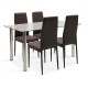 Τραπεζαρία Hazel-Parker σετ 5τμχ γυάλινη με καφέ pu 140x80x75εκ