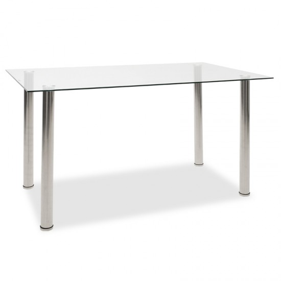 Τραπεζαρία Hazel-Parker σετ 5τμχ γυάλινη με μαύρο pu 140x80x75εκ