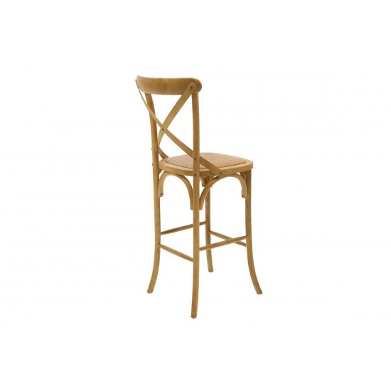 Σκαμπό μπαρ Reid ξύλο sonoma-έδρα καφέ rattan