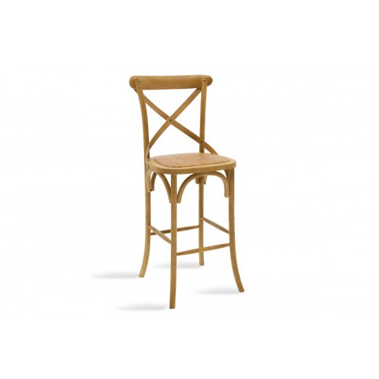 Σκαμπό μπαρ Reid ξύλο sonoma-έδρα καφέ rattan