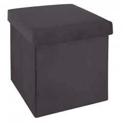 Σκαμπό-μπαούλο Tores βελούδο ανθρακί 38x38x38εκ