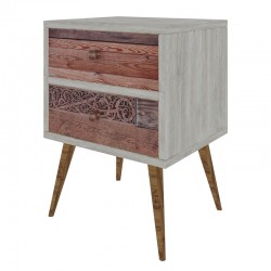 Κομοδίνο χρώμα λευκό γκρι-καρυδί 40x35x55εκ