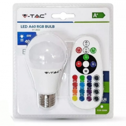 Λάμπα LED E27 A60 SMD 6W RGB+Λευκό 6400K Λευκό Blister