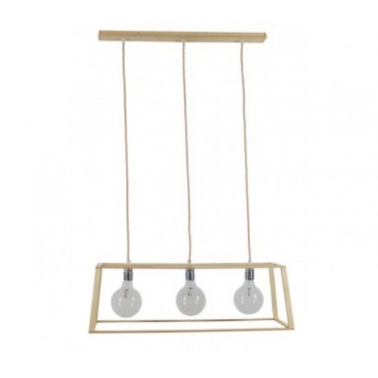 Φωτιστικό Κρεμαστό Τρίφωτο Wood Tetragon Mega III