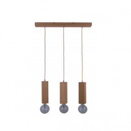 Φωτιστικό Κρεμαστό Τρίφωτο Bar Wood Pend III