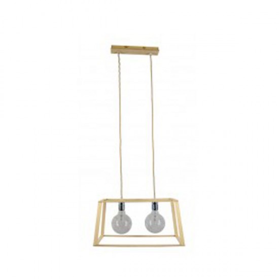 Φωτιστικό Κρεμαστό Δίφωτο Wood Tetragon II