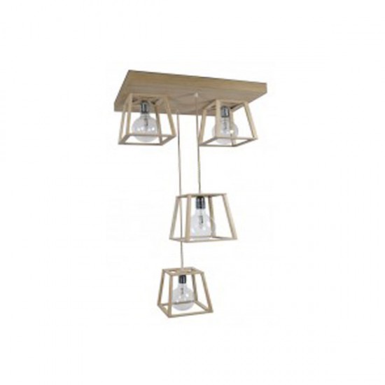Πλαφονιέρα Ροζέτα Wood Mini Tetragon IV