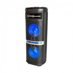 Ηχείο 120W RECHARGEABLE SPEAKER-1WIRELESS+1WIRED MICROPHONE-RF CONTROL-HANDLE & WHEELS(2*10inch)