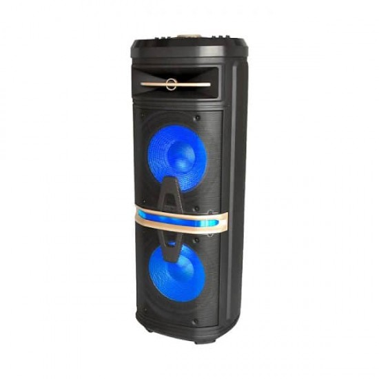 Ηχείο 120W RECHARGEABLE SPEAKER-1WIRELESS+1WIRED MICROPHONE-RF CONTROL-HANDLE & WHEELS(2*10inch)