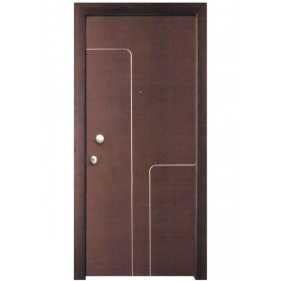 Θωρακισμένη Πόρτα Wenge με inox