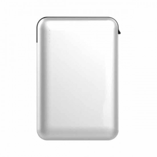 Power Bank 5000mAh με ροζ σώμα με ενσωματωμένο μαύρο καλώδιο