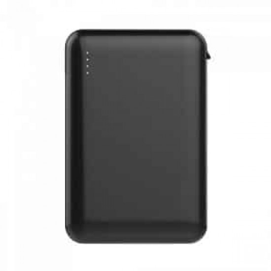 Power Bank 5000mAh με ροζ σώμα με ενσωματωμένο μαύρο καλώδιο